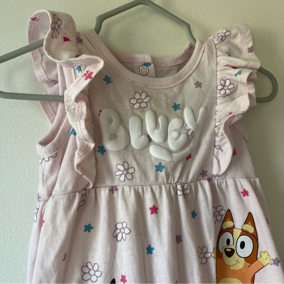 Bluey Baby Girls Romper 6-9M Pink Ruffle Sleeveless One-Piece Snaps Bingo Ruffle - Picture 4 of 8